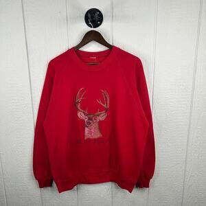 Vintage 90’s Red Buck Fever Hunting Nature Graphic Crewneck Size X-Large
